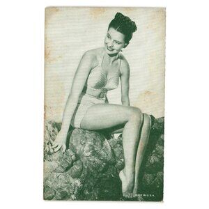 Vintage Bikini Pinup Postcard Made USA Black White Photograph Ephemera Art Print